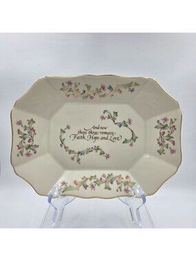 Lenox Love is Collection Tray Pink and Blue Flowers on Cream